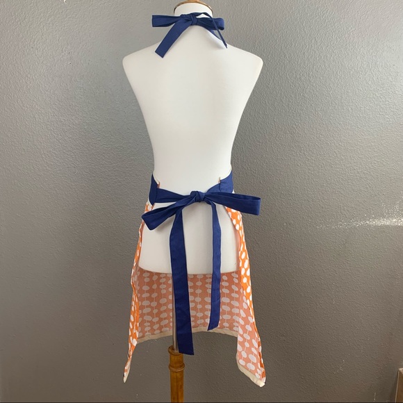 MuKitchen 100% cotton apron orange blue white - Picture 9 of 10